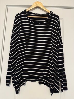 Yala Black and White Striped Women's Knit Shirt